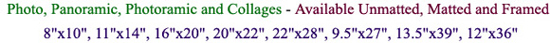 Avaliable Umatted, Matted & Framed